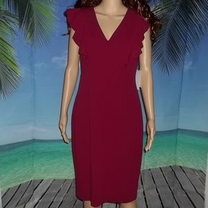 New Ivanka Trump Crepe Flutter V-Neck Womens Dress